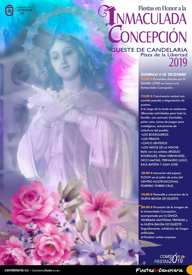 programa actos Fiestas Inmaculada Concepción igueste candelaria diciembre 2019